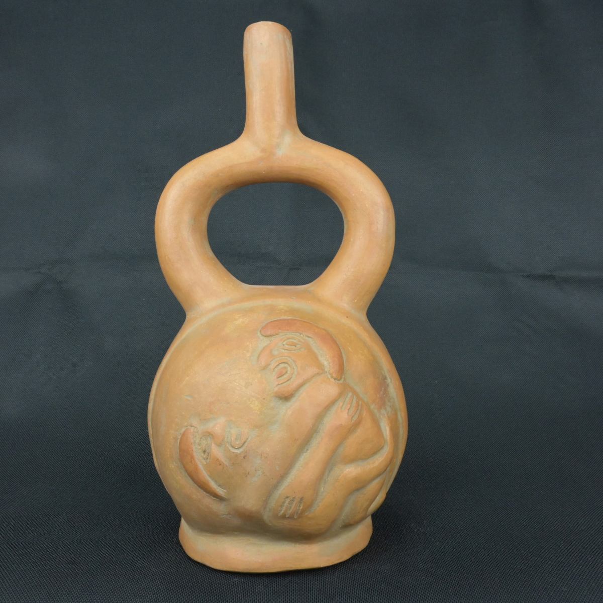 DSC_9917 Pre Columbian Moche Ceramic Stirrup Bottle Ritual Artifact Peru - Imagen 1