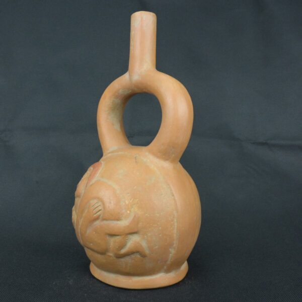 Pre Columbian Moche Ceramic Stirrup Bottle Ritual Artifact Peru - Imagen 6