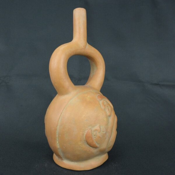 Pre Columbian Moche Ceramic Stirrup Bottle Ritual Artifact Peru - Imagen 8