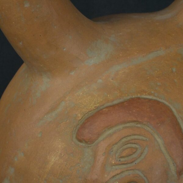 Pre Columbian Moche Ceramic Stirrup Bottle Ritual Artifact Peru - Imagen 15