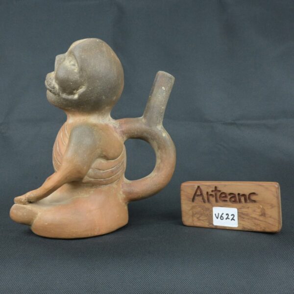 Pre Columbian Moche Ceramic Bottle Ritual Artifact Peru Collectible - Imagen 17