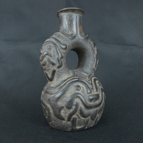 Pre Columbian Chavín Ceramic Ritual Bottle Ancient Andean Artifact - Imagen 4