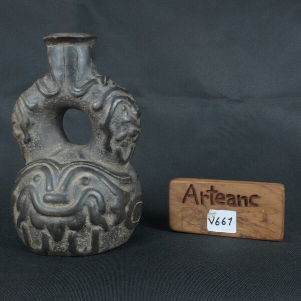Pre Columbian Chavín Ceramic Ritual Bottle Ancient Andean Artifact - Imagen 17