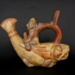 Ancient pre-Columbian Moche ceramic instrument representing a fisherman - Image 4