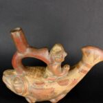 Ancient pre-Columbian Moche ceramic instrument representing a fisherman - Image 7